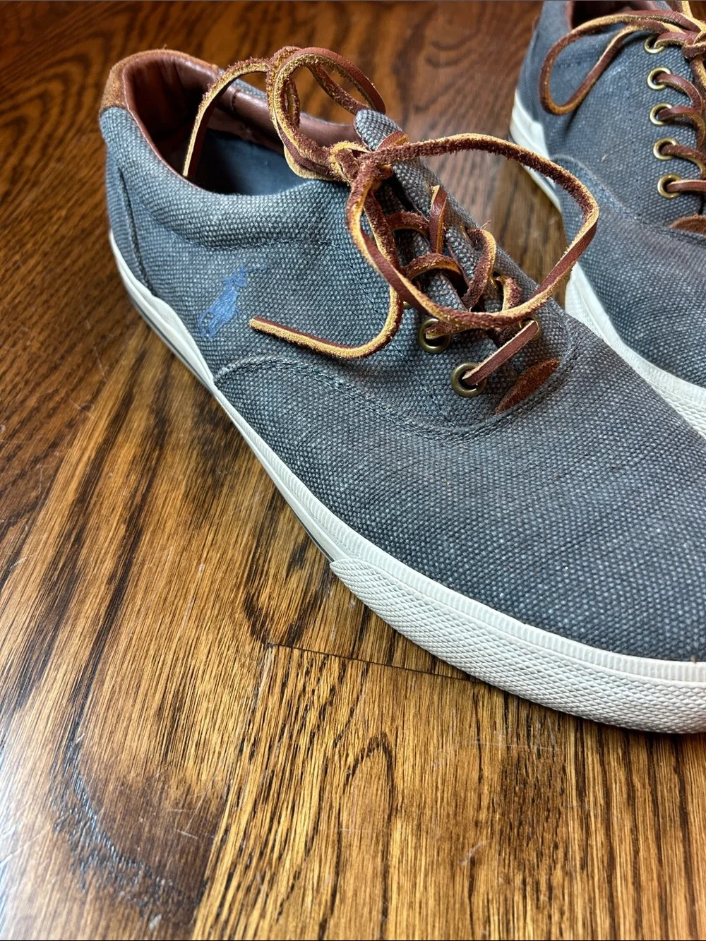 Polo Ralph Lauren Vaughn Shoes Men's Canvas Lace-Up Sneakers in Charcoal Gray